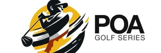 POA Golf Series logo featuring a stylized golfer swinging with dynamic yellow and black brushstrokes